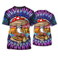 FUNSTUFFPRINT Old Man Hippie 3D All Over Print T-Shirt, Hippie Shirts For Men And Women, Mushroom Hippie 3D T-Shirt