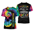 FUNSTUFFPRINT Personalized December Girl Skull Tie Dye December Birthday Her - 3D Printed T-shirt