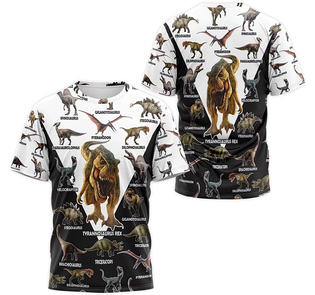 FUNSTUFFPRINT Personalized T-Shirt, Hoodie - Types Of Dinosaur Art Pattern 2 3D T-shirt