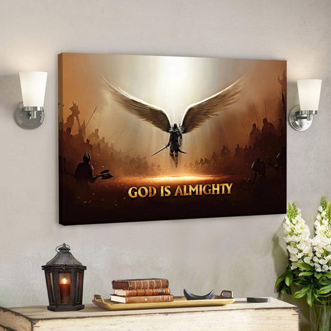 Warrior - God Is Almighty Canvas Wall Art - Christian Canvas Prints - Faith Canvas - Bible Verse Canvas 