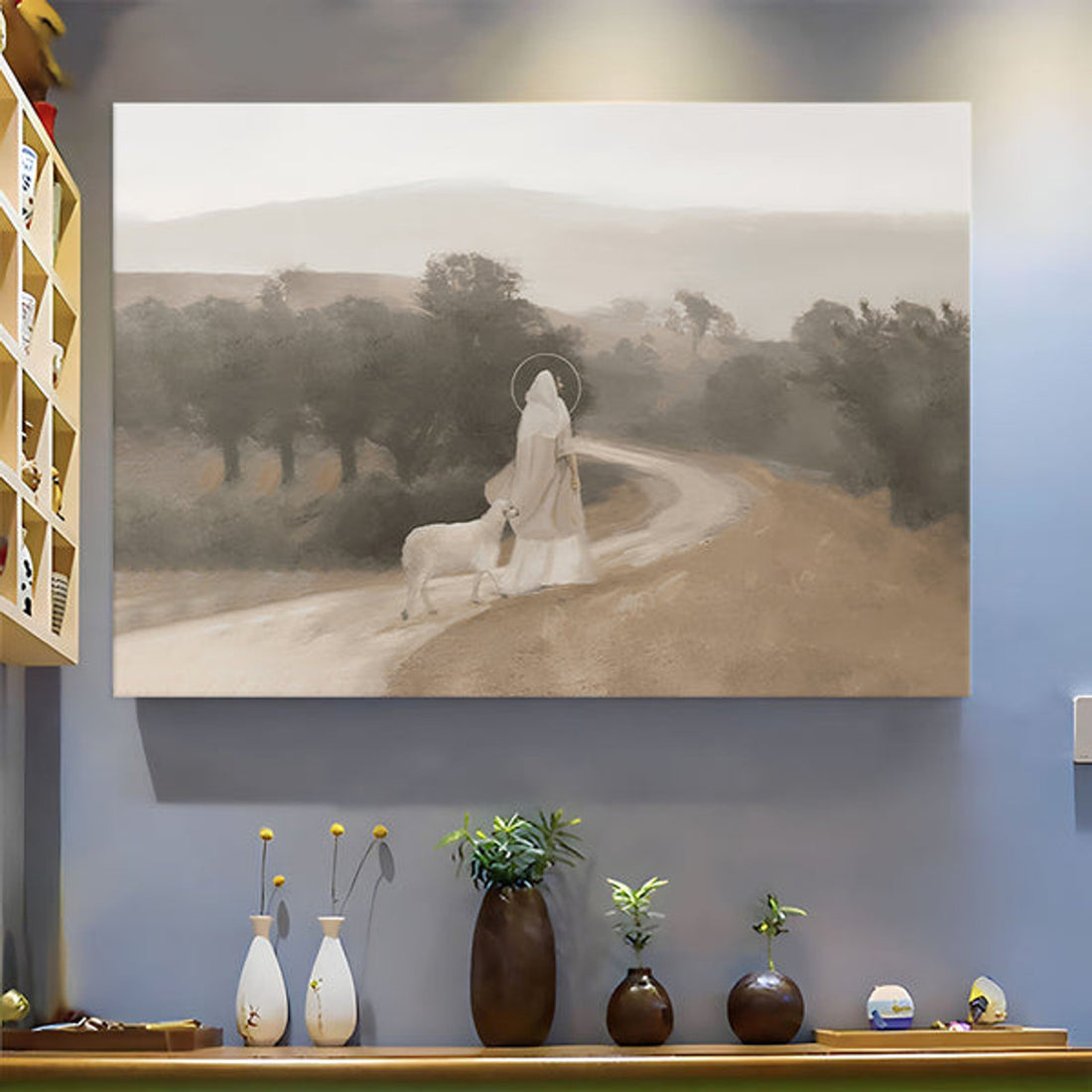 Jesus Christ With The Lamb Canvas Wall Art - Lord I Will Follow Thee Canvas Wall Decor - Christian Canvas Prints