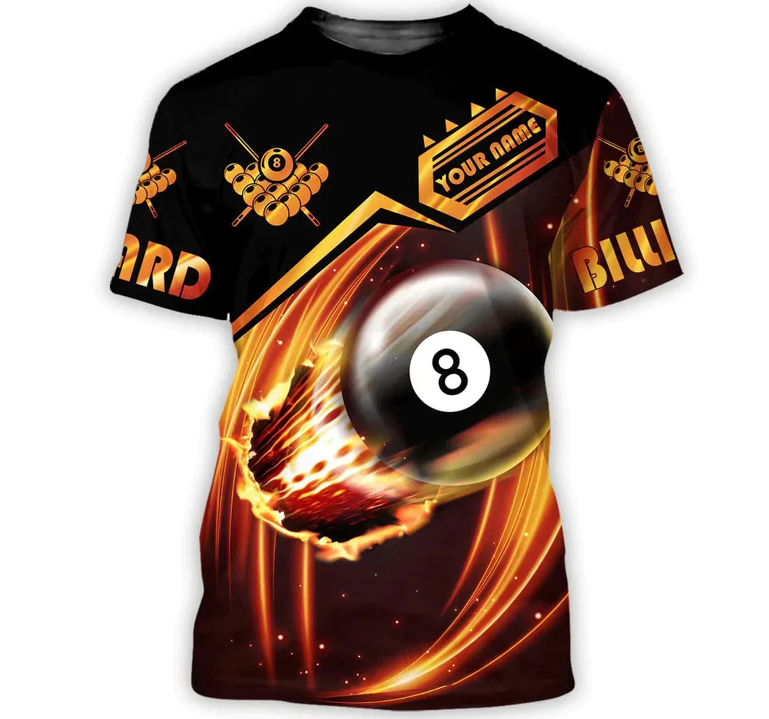 FUNSTUFFPRINT Custom Name Billiard Player Billiard Billiard Uniform Club - 3D Printed T-shirt