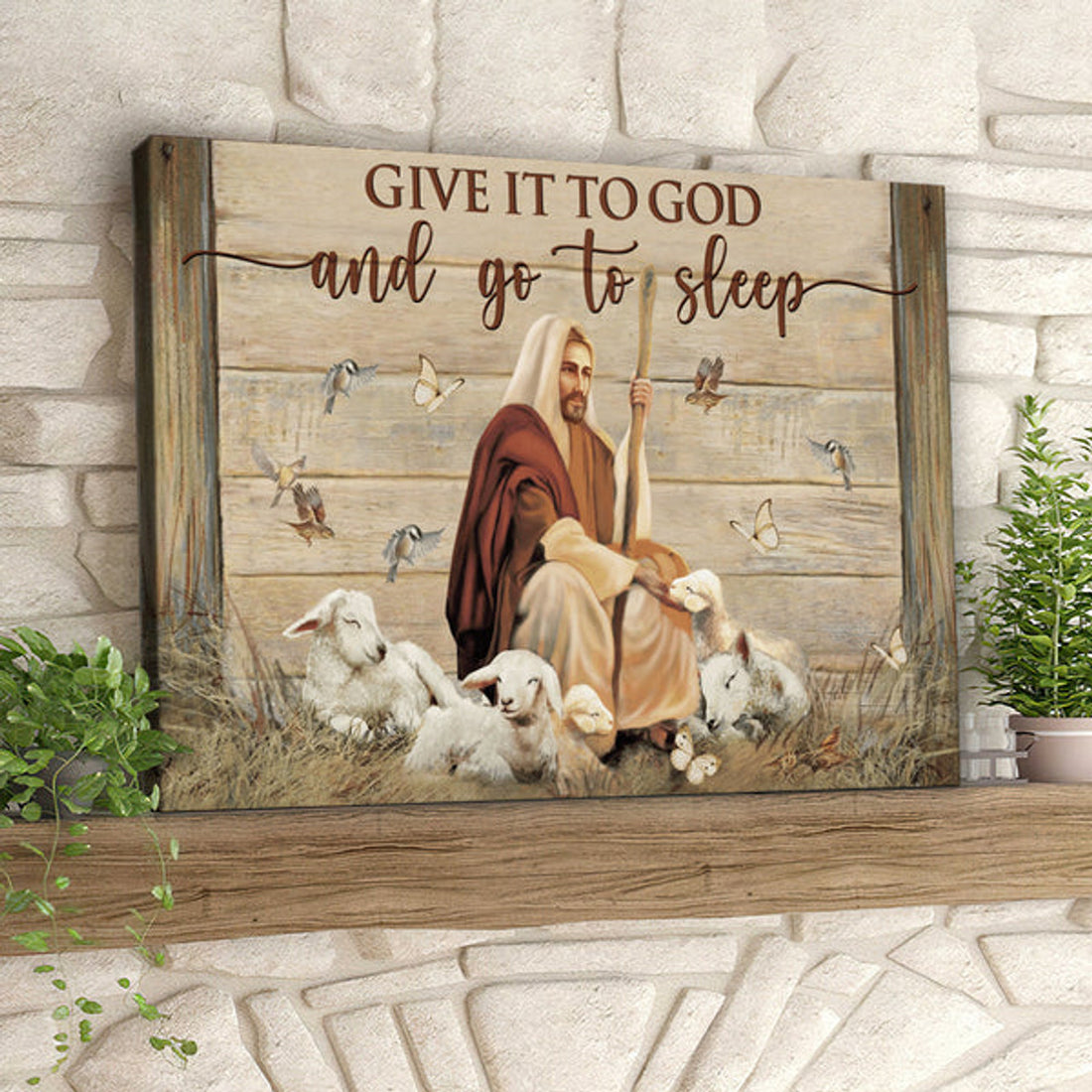 Lamb - Give It To God And Go To Sleep - Jesus Pictures - Christian Canvas Prints - Faith Canvas - Bible Verse Canvas 