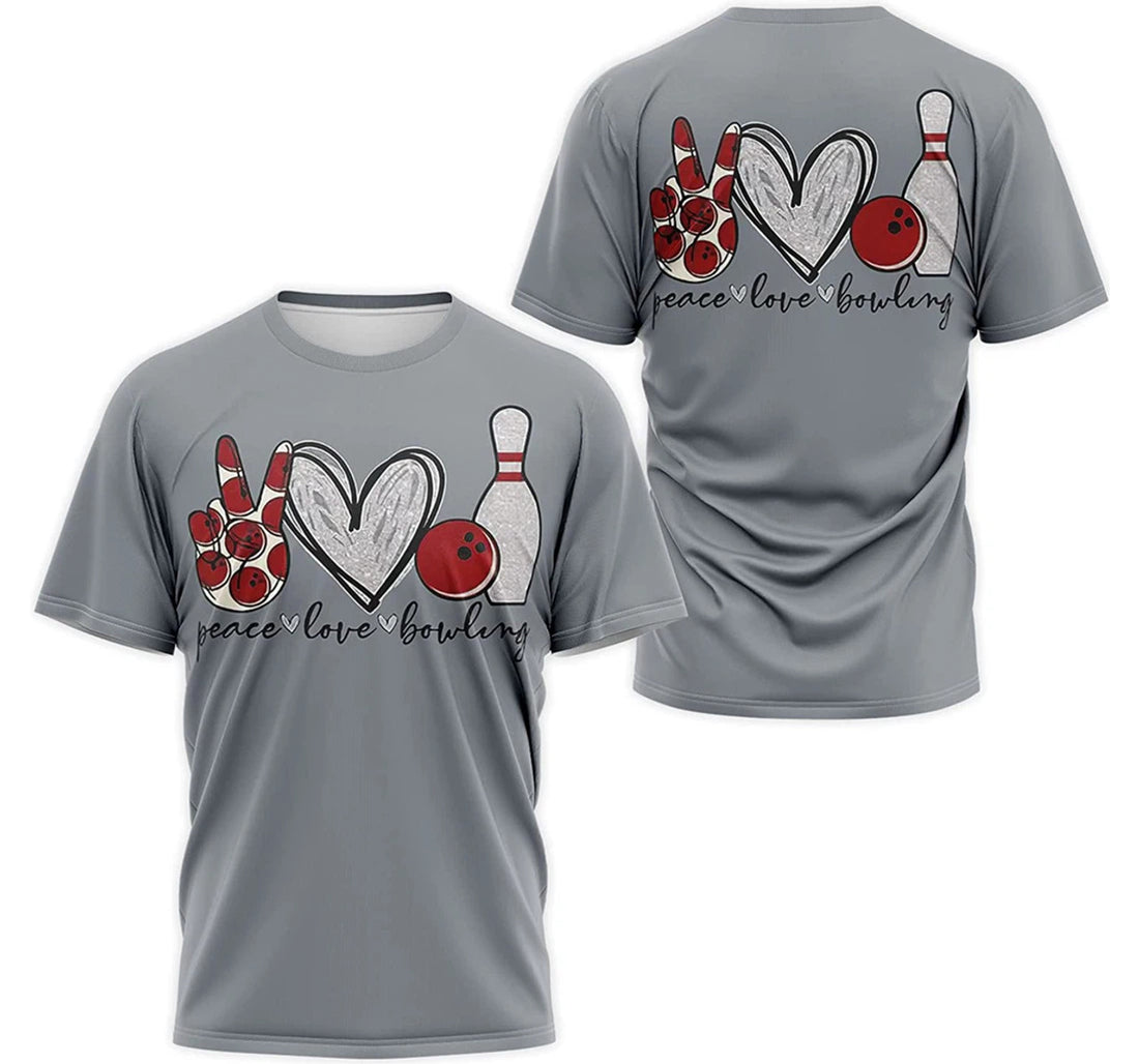 FUNSTUFFPRINT Personalized T-Shirt, Hoodie - Bowling Peach Love 3D T-shirt