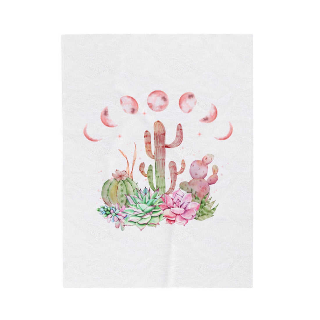 FUNSTUFFPRINT Cactus Moon Phase Velveteen Plush Blanket