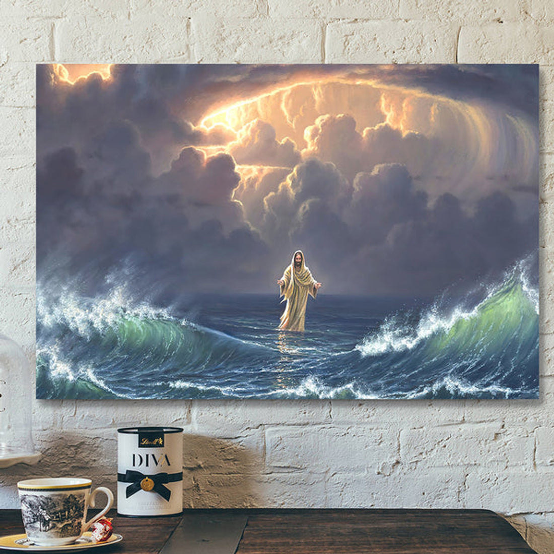 In The Storm Jesus Walked On The Water - Canvas Poster - Jesus Pictures - Jesus Canvas Poster - Faith Canvas - Gift For Christian 