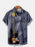 Guitar Casual Loose Men's Plus Size Short-Sleeved hawaiian Shirt