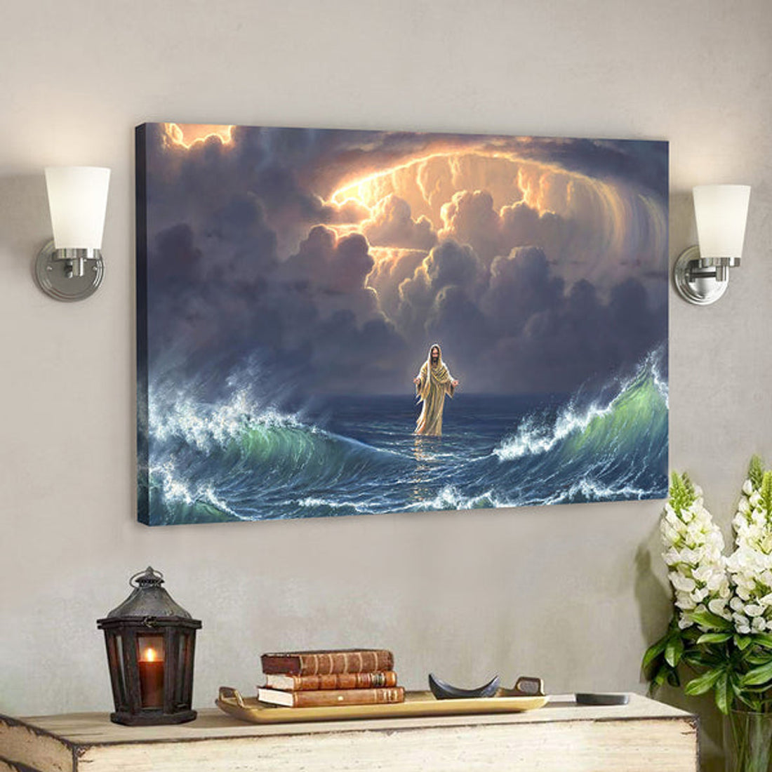 In The Storm Jesus Walked On The Water - Canvas Poster - Jesus Pictures - Jesus Canvas Poster - Faith Canvas - Gift For Christian 