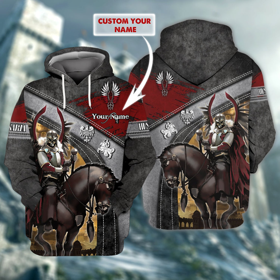 FUNSTUFFPRINT Husaria 01 - Personalized Name 3D Hoodie and Zip Hoodie
