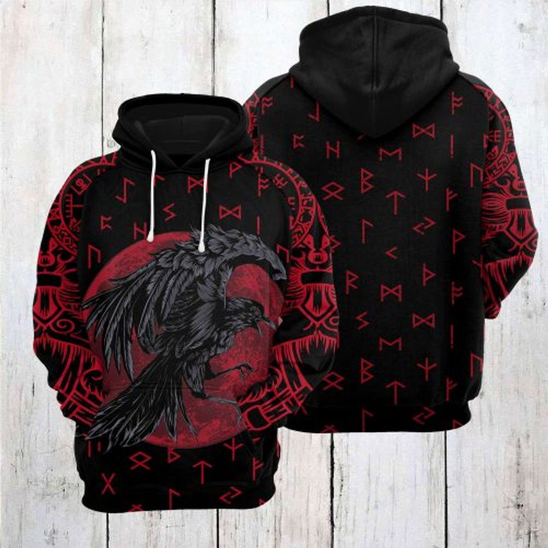 FUNSTUFFPRINT Viking 3D All Over Hoodie Odin Raven 3D Hoodie and Zip Hoodie