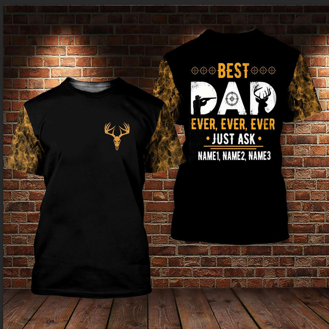 FUNSTUFFPRINT Custom Name Hunting Best Dad Ever 3D All Over Print Hoodie T-Shirts For Dad On Father Day 3D T-shirt