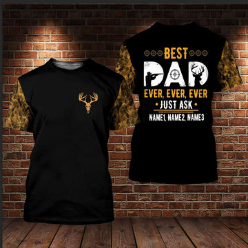 FUNSTUFFPRINT Custom Name Hunting Best Dad Ever 3D All Over Print Hoodie T-Shirts For Dad On Father Day 3D T-shirt