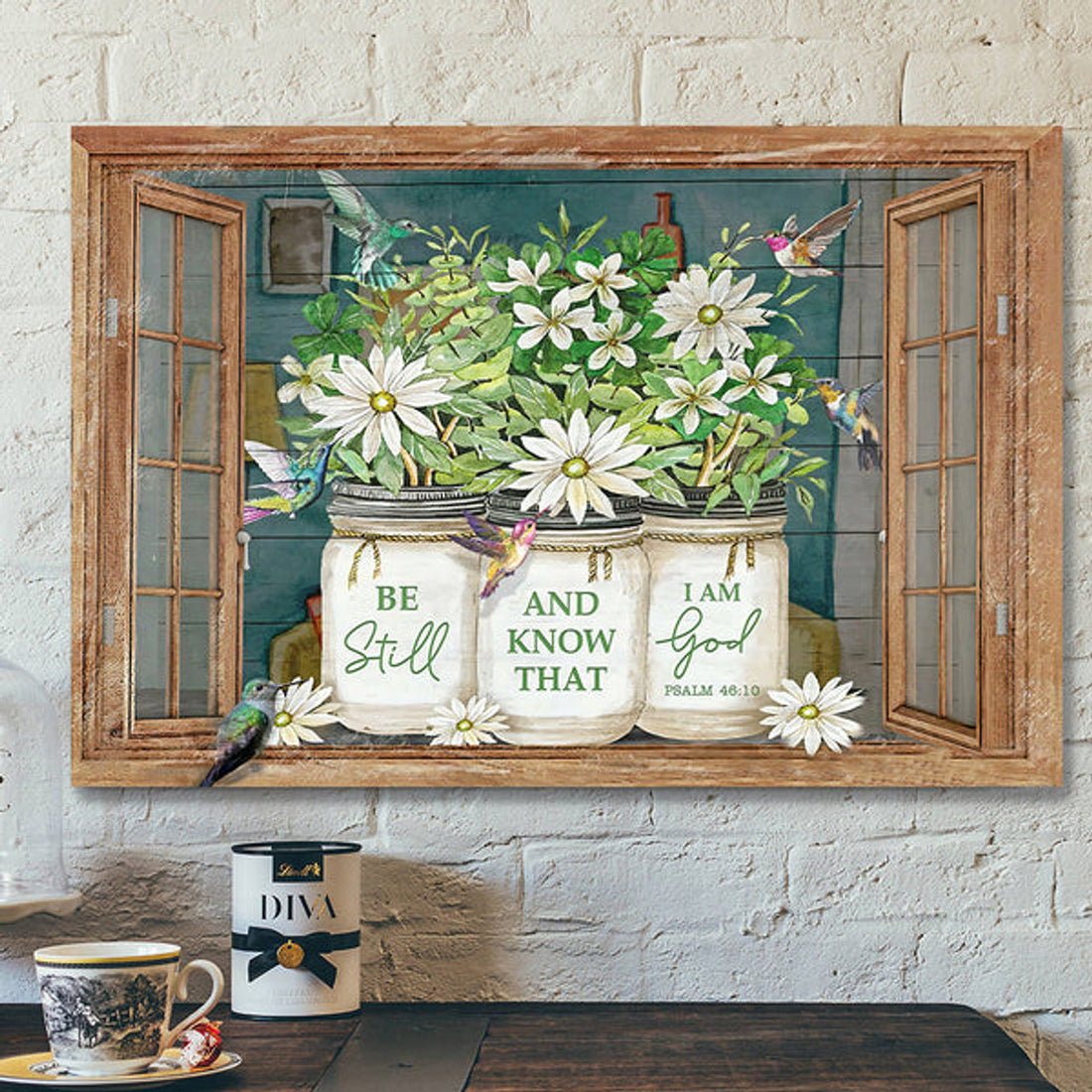 Christian Canvas Wall Art - Bible Verse Canvas - Be Still And Know That I Am God Flower Canvas Poster