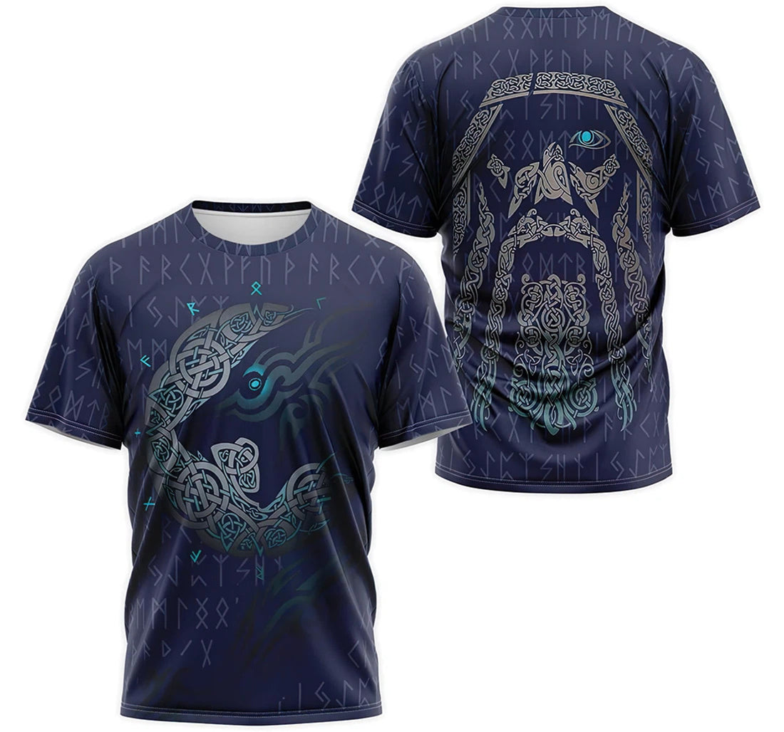 FUNSTUFFPRINT Personalized T-Shirt, Hoodie - Wolf Moon Ragnarok Fenrir Odin Norse Mythology 3D T-shirt