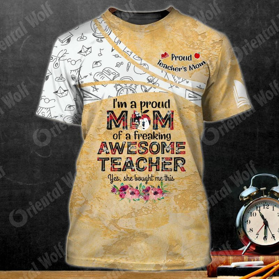 FUNSTUFFPRINT Teachers Mom Proud 3d Full PrinT-Shirt, Awesome Teacher Shirt, Idea Gift for Teacher 3D T-shirt