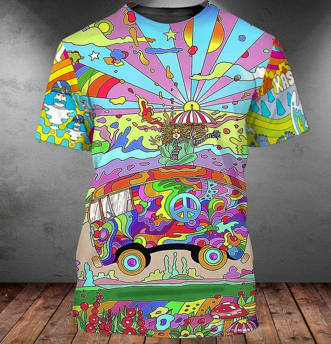 FUNSTUFFPRINT 3D Full Printed Hippie Bus Hipster Shirts, Hippie Bus T-Shirt, Present To Hippie, Hipster Shirts, Hipster Gift 3D T-shirt