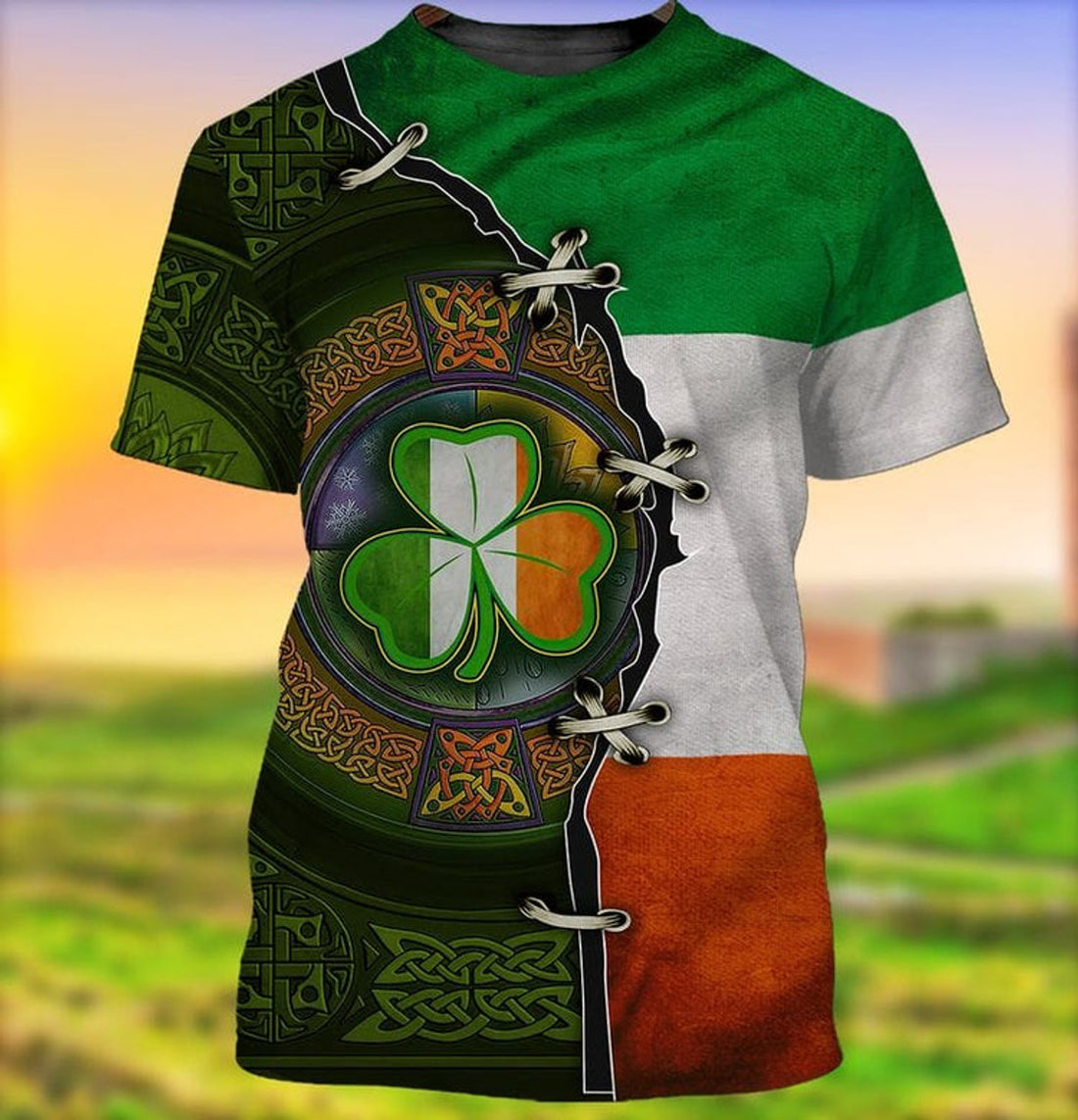 FUNSTUFFPRINT Shamrock Ireland Flag Pattern 3D Shirt, Happy Patrick's Day Shirt, Idea Shirt For Patrick Day 3D T-shirt