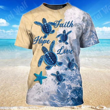 Turtles Faith Hope Love 3D T-Shirt, Turtle Shirt, Sea Turtle T-Shirt, Gift For Turtle