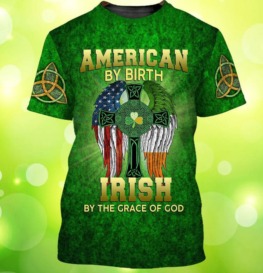 FUNSTUFFPRINT American By Birth Irish By The Grace Of God 3D Shirt, St Patrick's Day Shirt, Shamrock Shirt 3D T-shirt