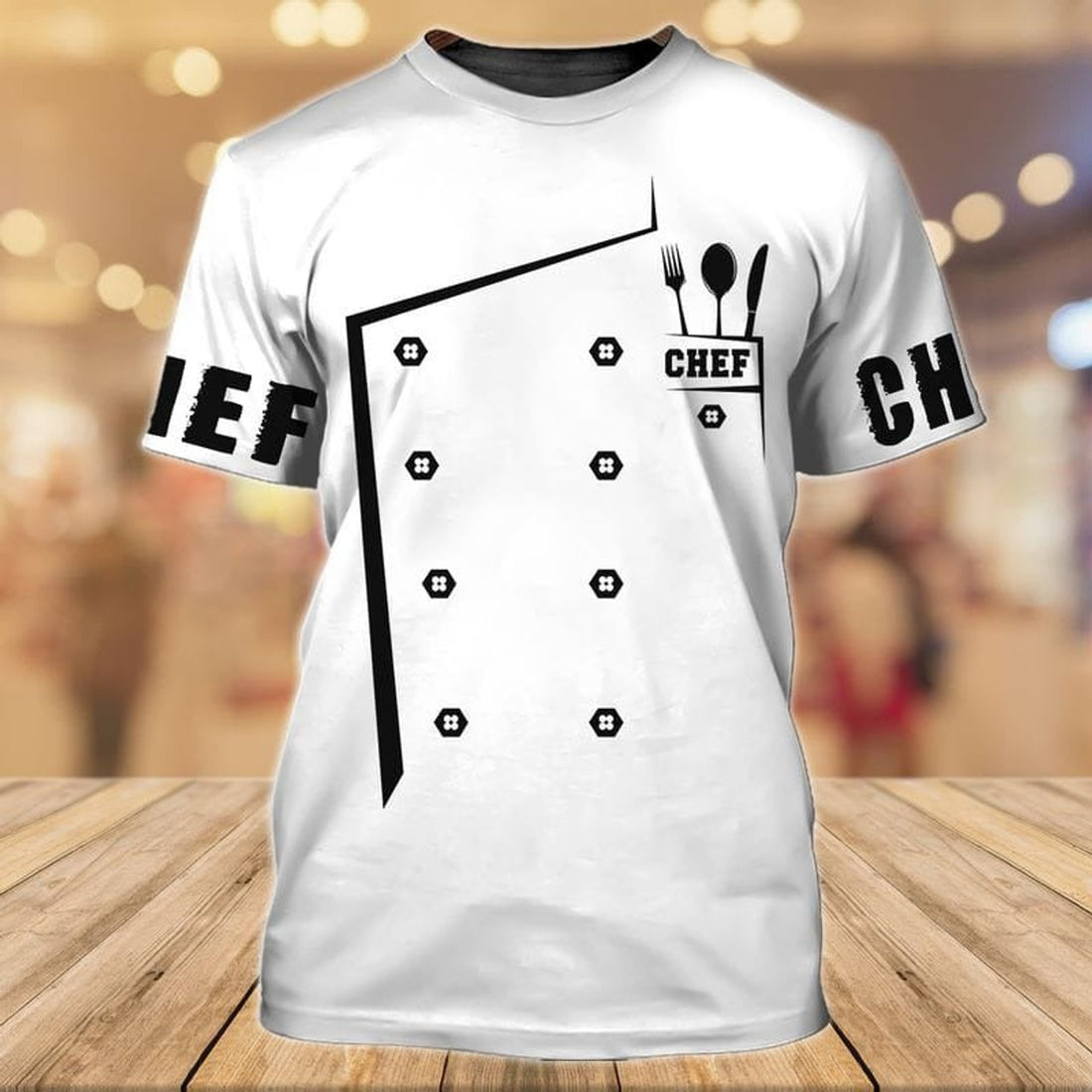 FUNSTUFFPRINT Chef Uniform 3D All Over Printed T-Shirt, White Shirt For Master Chef, Chef Premium Shirts 3D T-shirt