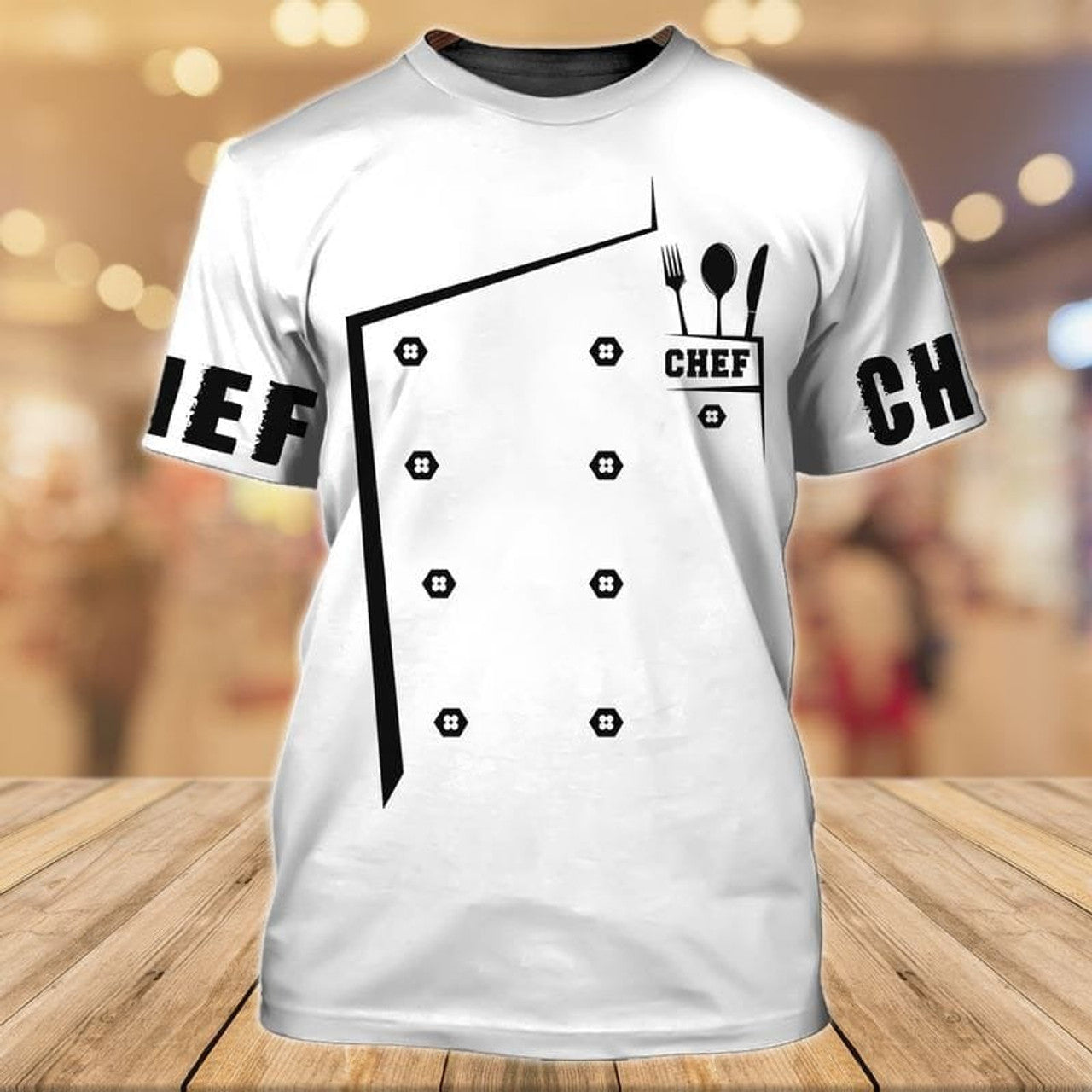 FUNSTUFFPRINT Chef Uniform 3D All Over Printed T-Shirt, White Shirt For Master Chef, Chef Premium Shirts 3D T-shirt