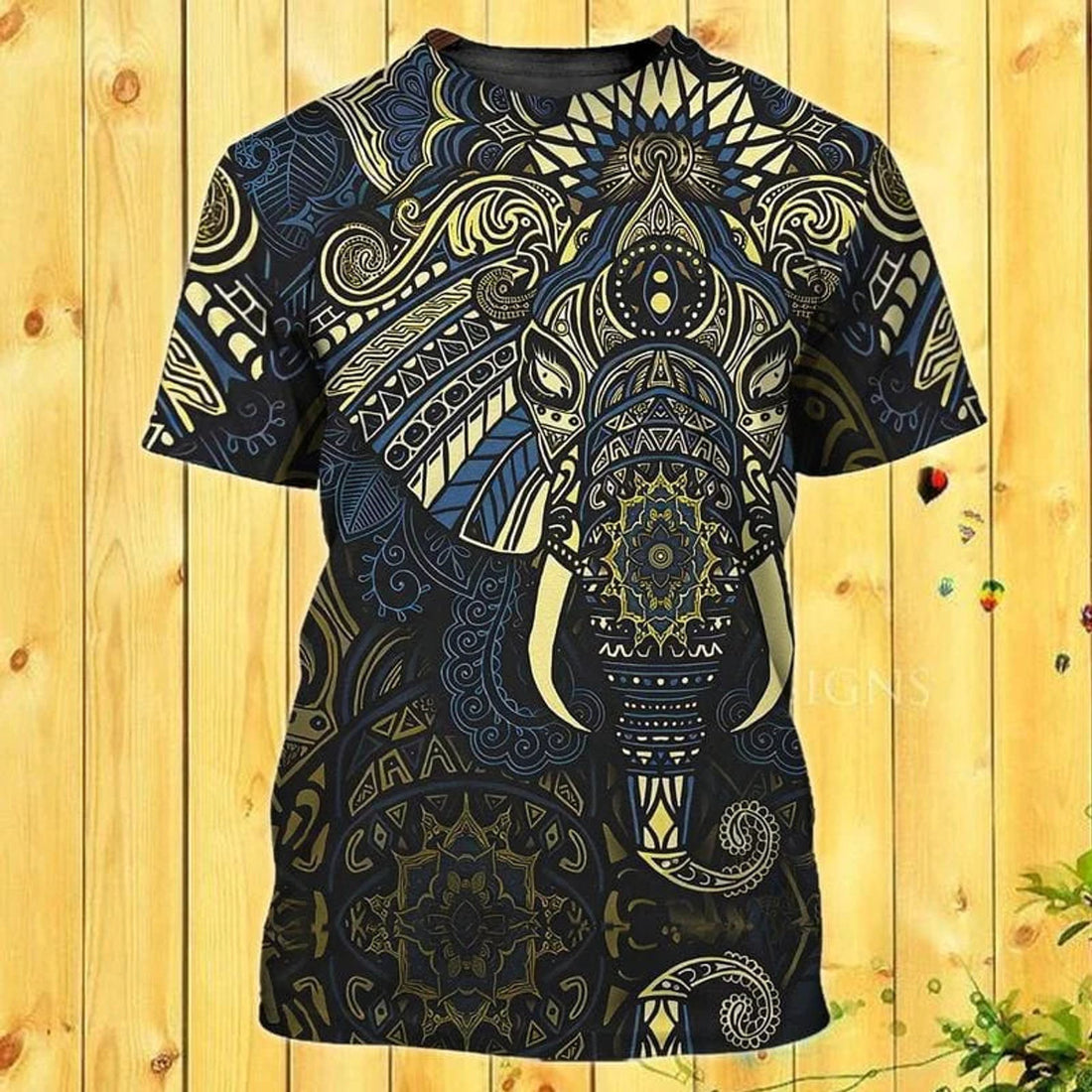 Elephant Mandala 3D All Over PrinT-Shirt For Men Women, Hippie Shirt Mandala Elephant Pattern