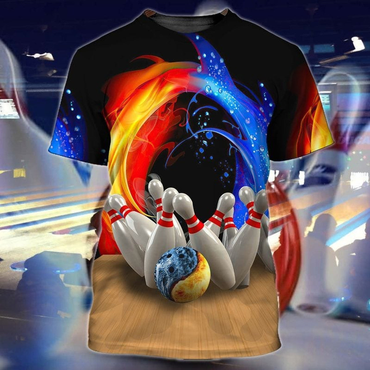 FUNSTUFFPRINT 3D All Over Printed Bowling T-Shirt, Bowling Shirt For Men And Women, Cool Gift For Bowling Player 3D T-shirt