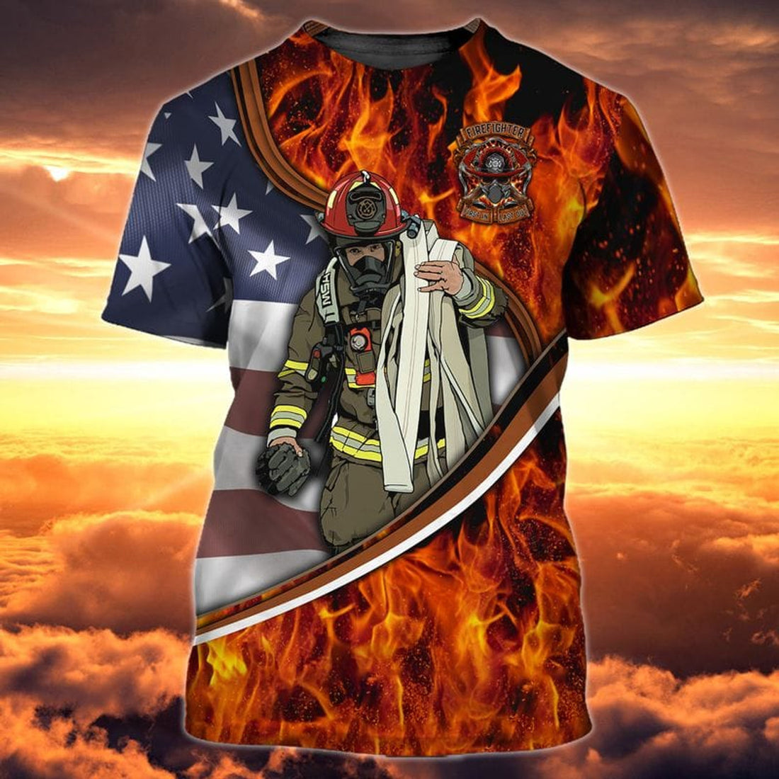 FUNSTUFFPRINT Firefighter 3D Men T-Shirt, Firefighter Shirt, Gift for Firefighter 3D T-shirt
