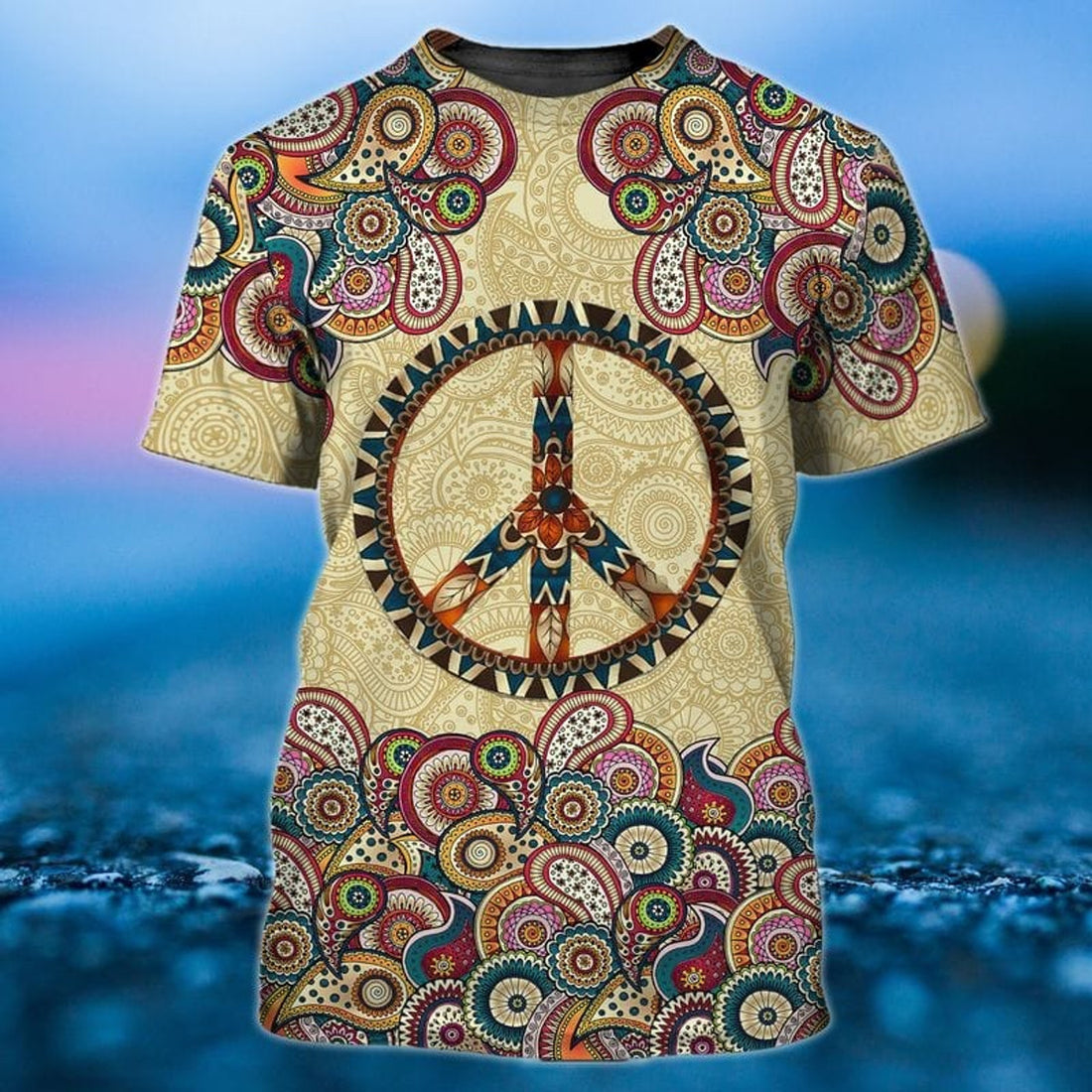 FUNSTUFFPRINT Peace Hippie 3D T-Shirt, Vintage Hippie Peace 3D Full Printed Shirts, Hipster Shirts, Cool Hippie Gift 3D T-shirt