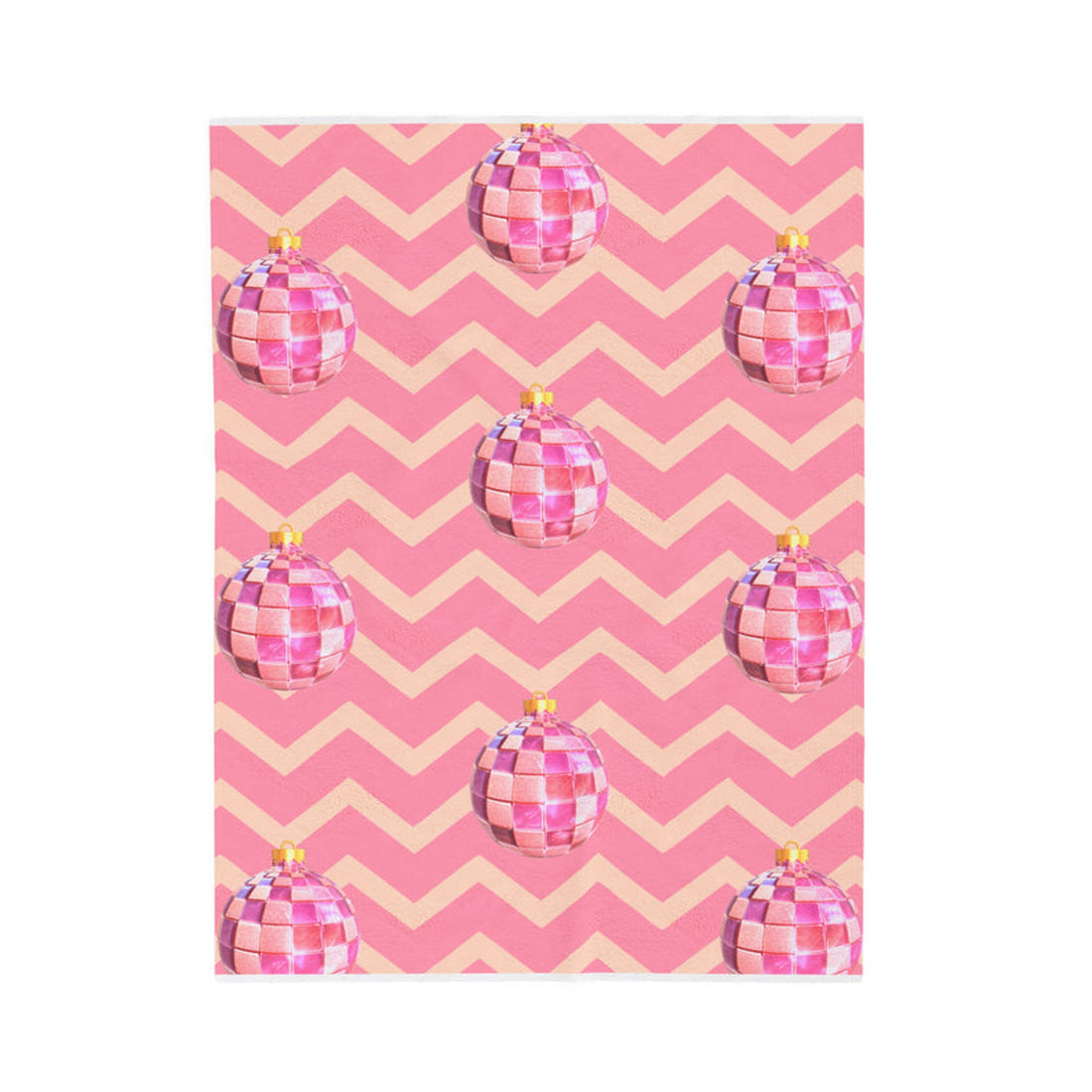 FUNSTUFFPRINT Pink Chevron Disco Ball Christmas Velveteen Plush Blanket