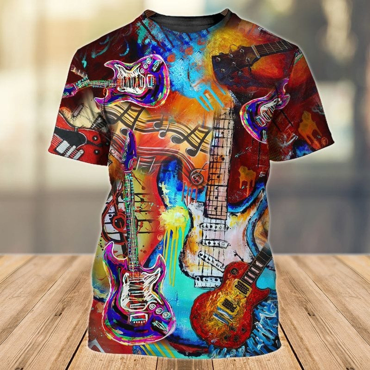 FUNSTUFFPRINT 3D All Over Printed Colorfull Guitar Shirt, Gift For Guitarist Friend, To My Husband Guitaris3D T-shirt