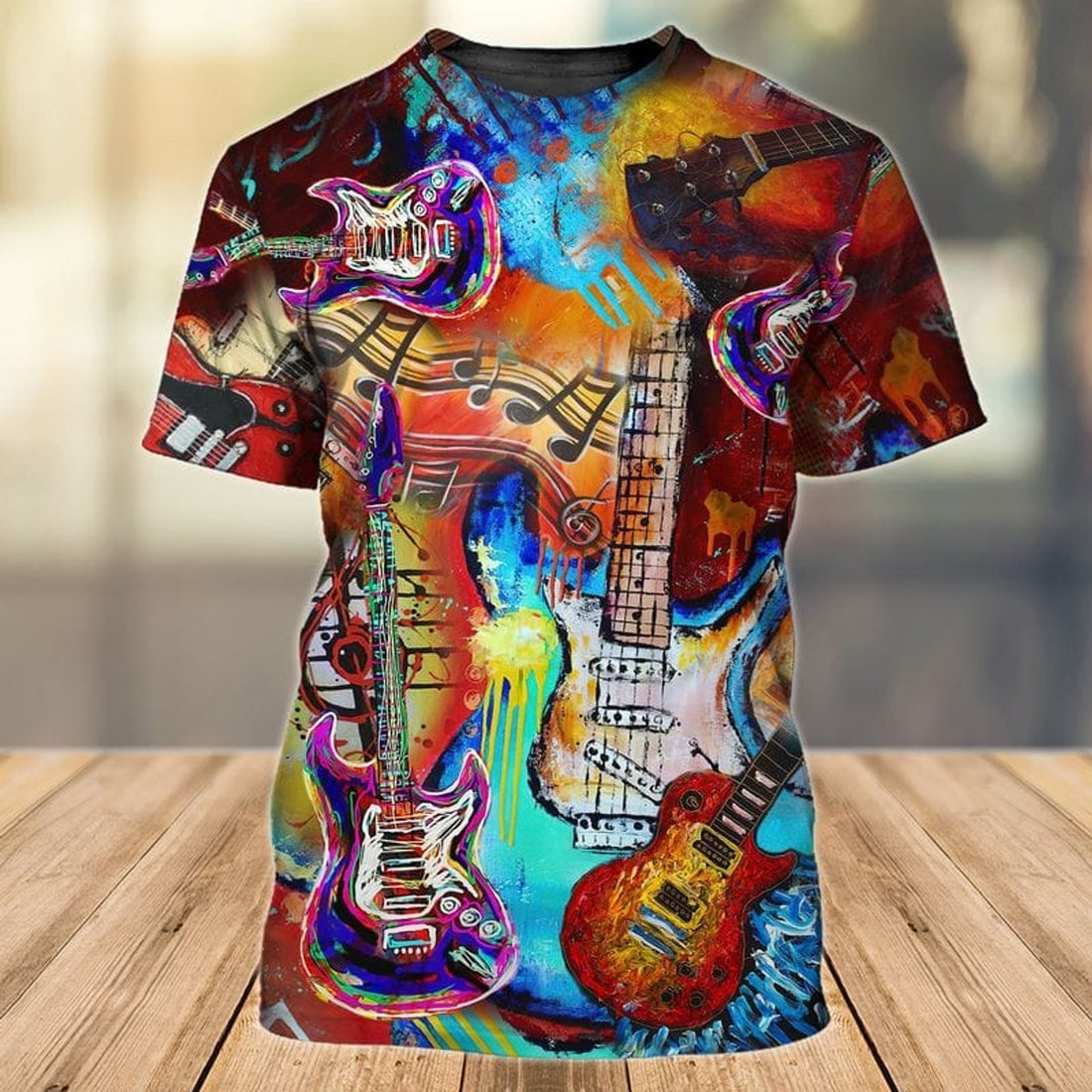 FUNSTUFFPRINT 3D All Over Printed Colorfull Guitar Shirt, Gift For Guitarist Friend, To My Husband Guitaris3D T-shirt