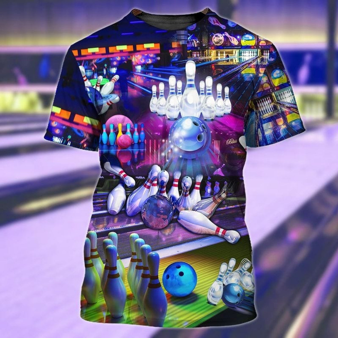 FUNSTUFFPRINT 3D All Over Printed Bowling Shirt, Bowling Player Tee Shirt, Bowling Team Shirt, Gift For Bowling Lovers 3D T-shirt