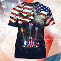 FUNSTUFFPRINT 3D Full Printed Guitar Independence Day Shirt, Guitarist Gift 4Th Of July, Guitar 3D Shirt 3D T-shirt