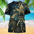 Cool Mandala Elephant T-Shirt, 3D Full Printed Hippie Shirt Mandala Pattern