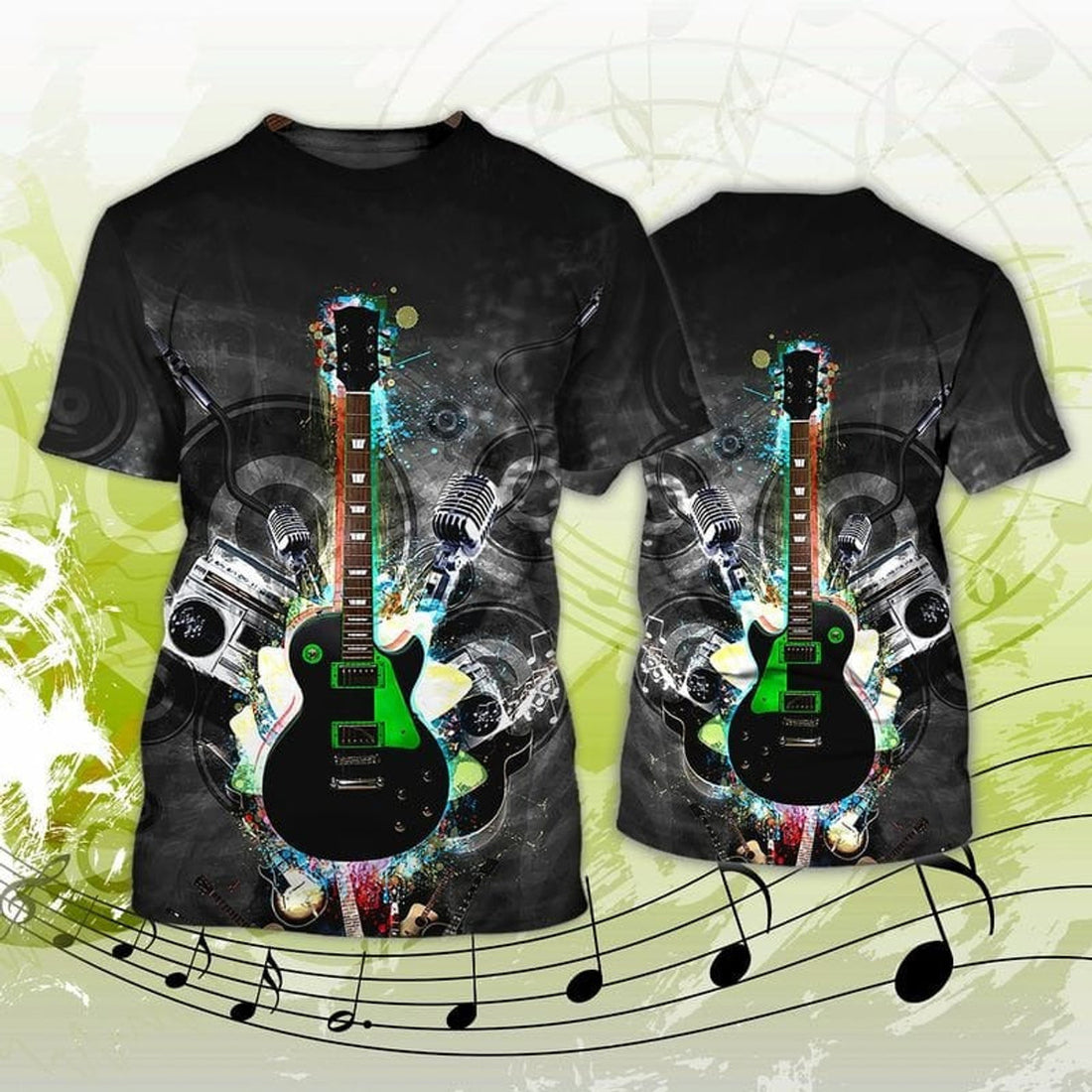 FUNSTUFFPRINT 3D Full Printed Guitar T-Shirt, Electric Guitar Shirts, Music Party Shirts for Men And Women 3D T-shirt