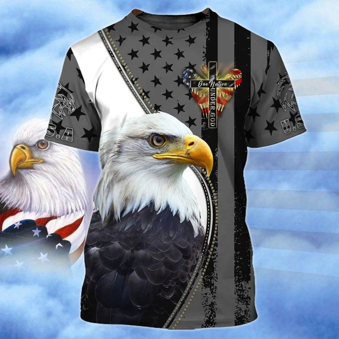 One Nation Under God 3D Printed Shirts, Eagle American Independence's Day, 3D T-Shirt, Patriotic Clothes