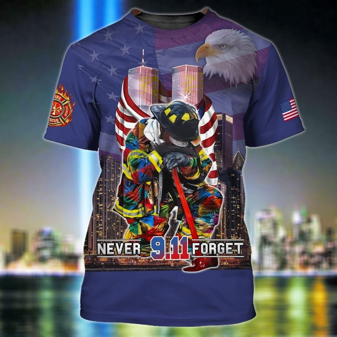 FUNSTUFFPRINT Coolspod Firefighter Custom Shirt Never Forget 9-11 All Gave Some Some Gave All Personalized Gift 3D T-shirt