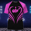 FUNSTUFFPRINT Black And Pink Women Bowling Shirt, 3D Bowling Shirts For Women 3D T-shirt
