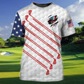 FUNSTUFFPRINT 3D Full Printed Golf T-Shirt In American Flag Pattern, Golf Shirt Men And Women 3D T-shirt