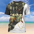 FUNSTUFFPRINT Turtles Faith Hope Love 3D T-Shirt, Turtle Shirt, Sea Turtle T-Shirt, Gift For Turtle Lovers 3D T-shirt