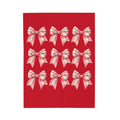 FUNSTUFFPRINT Pink Bows Velveteen Plush Blanket