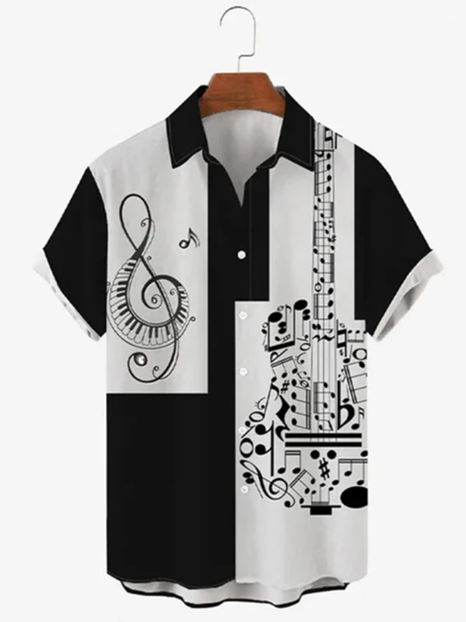 Guitar Printed Vacation Men'S Short Sleeved hawaiian Shirts