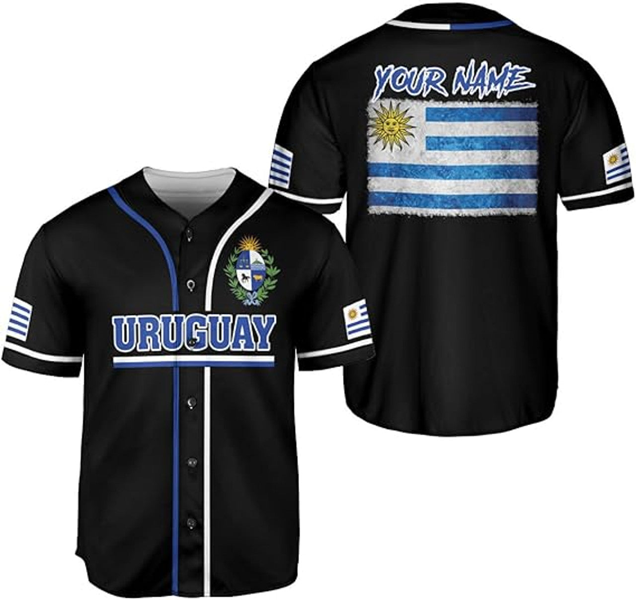 Custom Uruguay Baseball Jersey Uruguay Flag Jersey for Men Women Uruguay Soccer