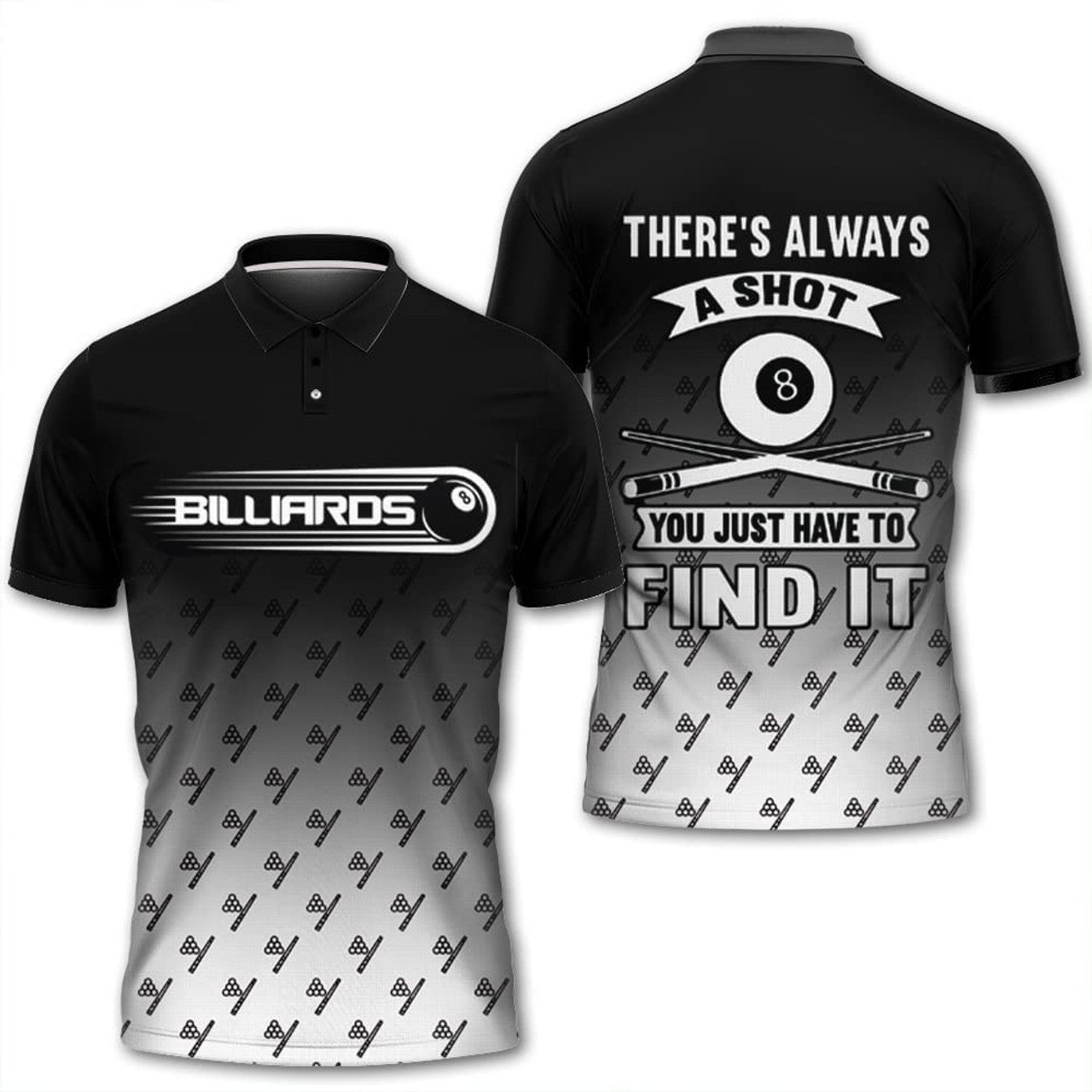 All Over Printed Billiard Polo Shirt, Polo Shirt For Pool Lover, Gift For Him