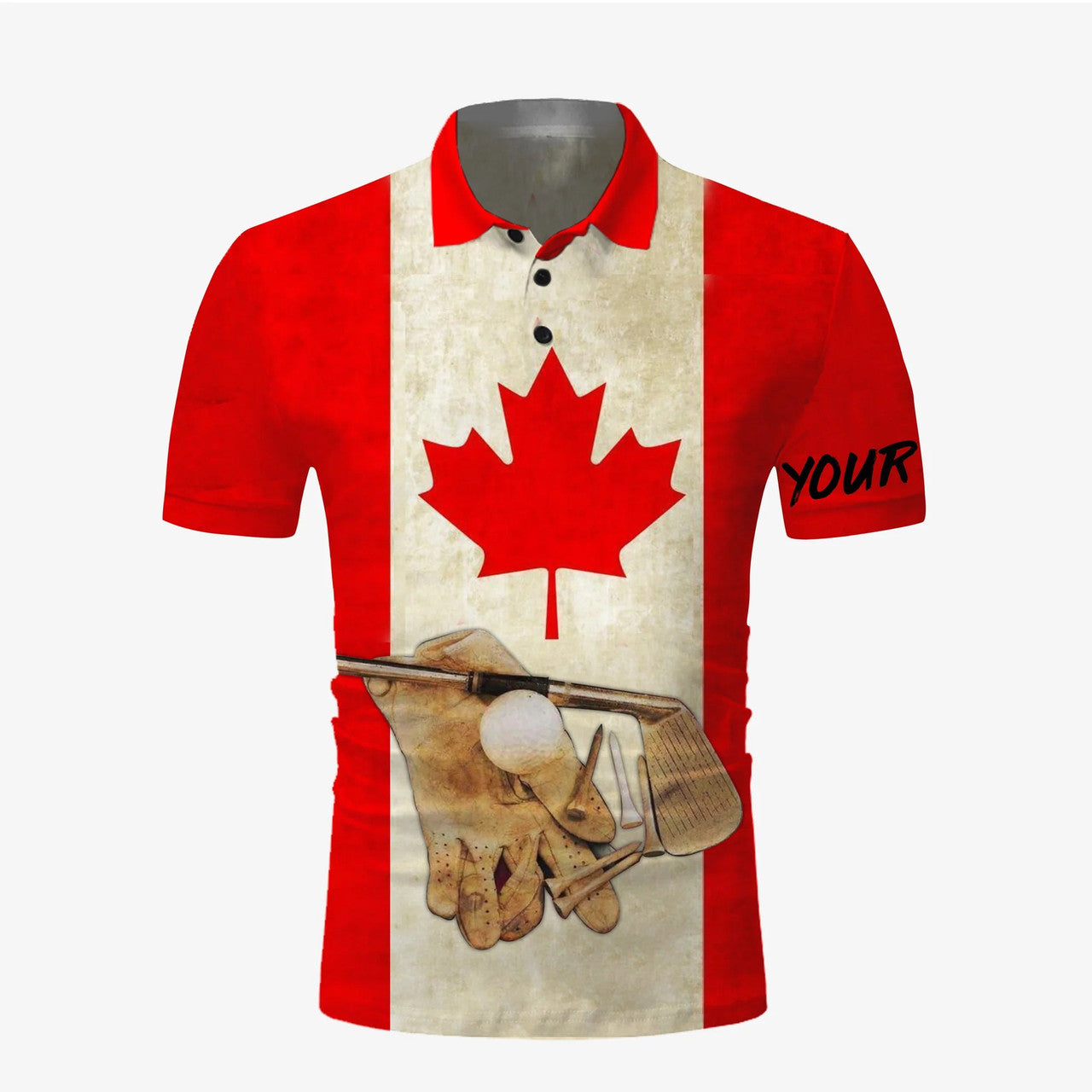 Custom Golf Men Polo Shirt - Custom Name Canadian Flag Vintage Apparel - Personalized Sports Gift For Golf Lover, Male, Husband, Boyfriend