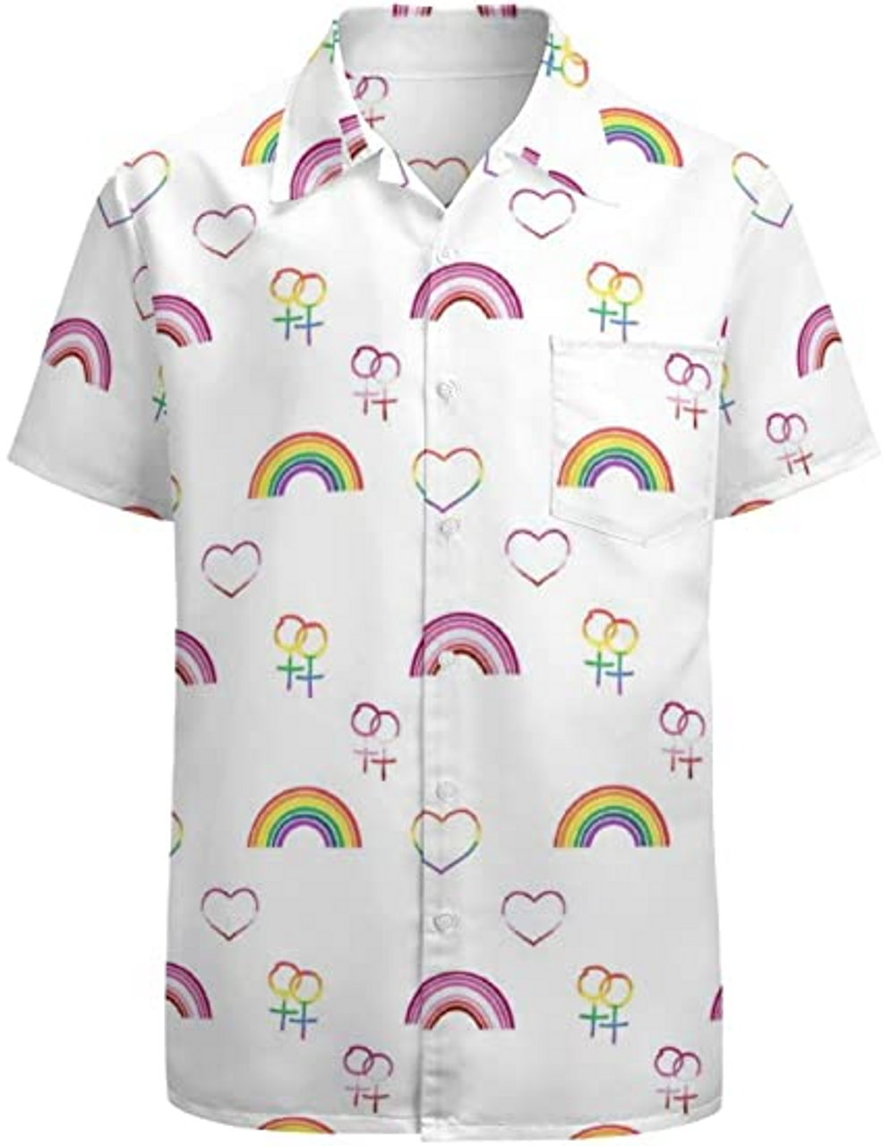 Lgbtq Hawaiian Shirt, Pride Month Rainbow Lgbt Print Summer Hawaiian Shirts Beach Shirts Gift