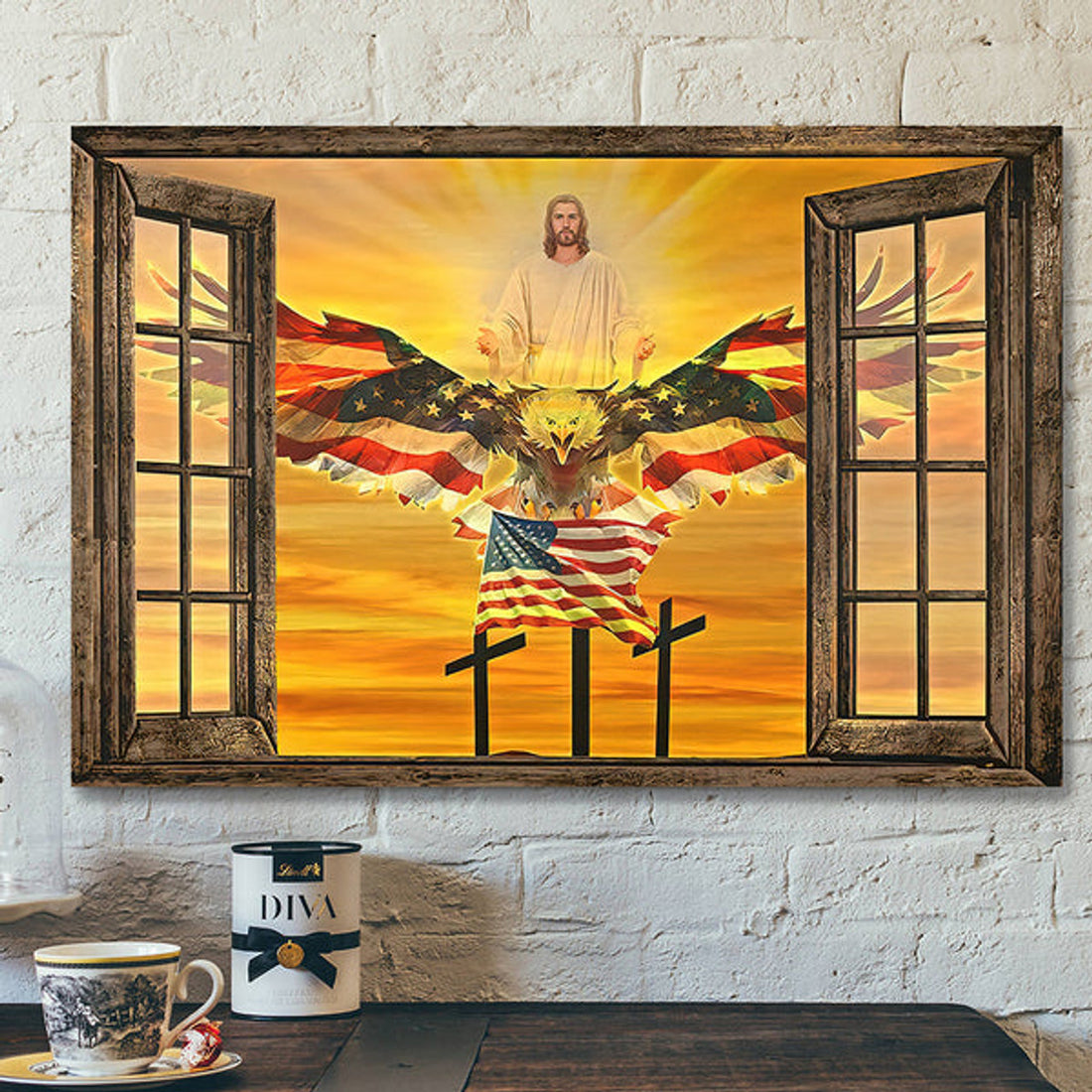 Scripture Canvas Wall Art - Christian Canvas Art - Jesus American Eagle Canvas Poster