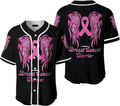 Pink Ribbon with Wings Baseball Jersey, Breast Cancer Warrior 3D Shirt form Him Her