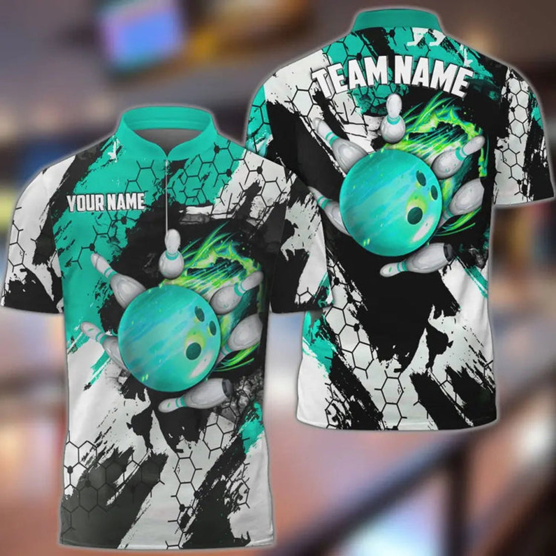 Custom Bowling And Pins Hexagram 2 Multicolor Option Customized Name 3D Bowling Jersey Shirt